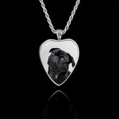 Ciondolo commemorativo con pietra in ceramica a forma di cuore, argento sterling 925