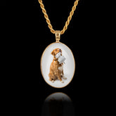 Gold Memorial Pendant with Oval Ceramic Stone