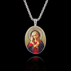 Ciondolo commemorativo con pietra ovale in ceramica, argento sterling 925