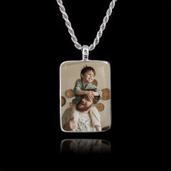 Ciondolo commemorativo con pietra rettangolare in ceramica, argento sterling 925