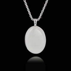 Ciondolo commemorativo con pietra ovale in ceramica, argento sterling 925