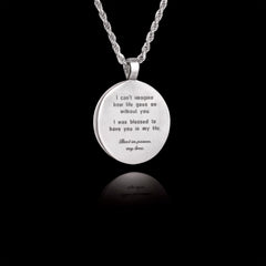 Ciondolo commemorativo con pietra ovale in ceramica, argento sterling 925