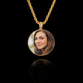 Gold Memorial Pendant with Round Ceramic Stone