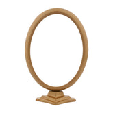 Oval aluminium photo frame with a support stand, in new bronze colour.