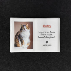 Placa Conmemorativa de Porcelana con Foto, 15 x 22 cm – Porcelana en Forma de Libro para Lápidas