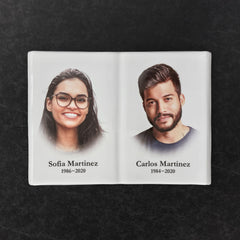 Placa Conmemorativa de Porcelana con Foto, 25 x 34 cm – Porcelana en Forma de Libro para Lápidas