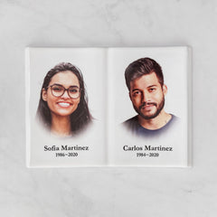 Placa Conmemorativa de Porcelana con Foto, 25 x 34 cm – Porcelana en Forma de Libro para Lápidas