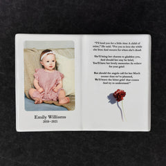 Placa Conmemorativa de Porcelana con Foto, 27 x 38 cm – Porcelana en Forma de Libro para Lápidas