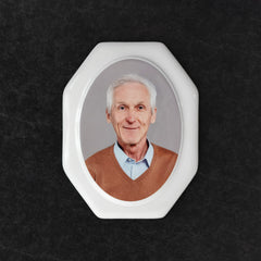 Placa Conmemorativa de Porcelana con Foto, 17 x 22 cm – Porcelana Enmarcada para Lápidas