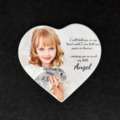 Placa Conmemorativa Cerámica con Foto, 27 cm de ancho – Porcelana en Forma de Corazón para Lápidas