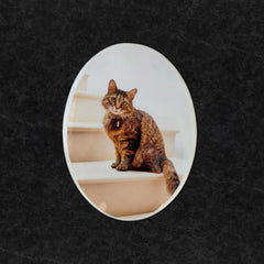 Placa Conmemorativa de Foto en Cerámica, 18 x 24 cm – Porcelana Ovalada para Lápidas