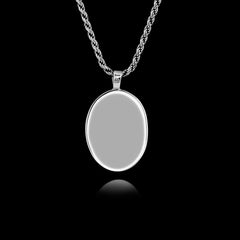 Ciondolo commemorativo con pietra ovale in ceramica, argento sterling 925