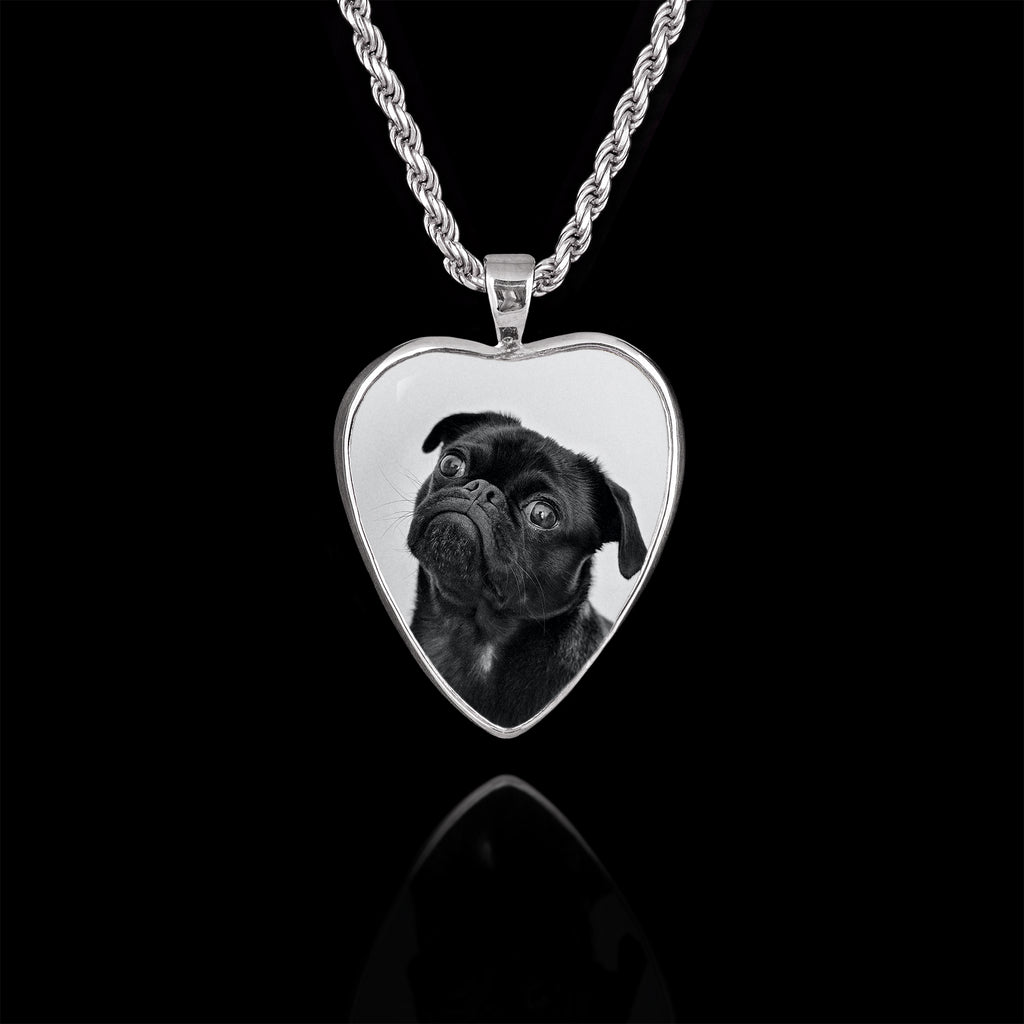 Ciondolo commemorativo con pietra in ceramica a forma di cuore, argento sterling 925