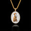 Gold Memorial Pendant with Oval Ceramic Stone
