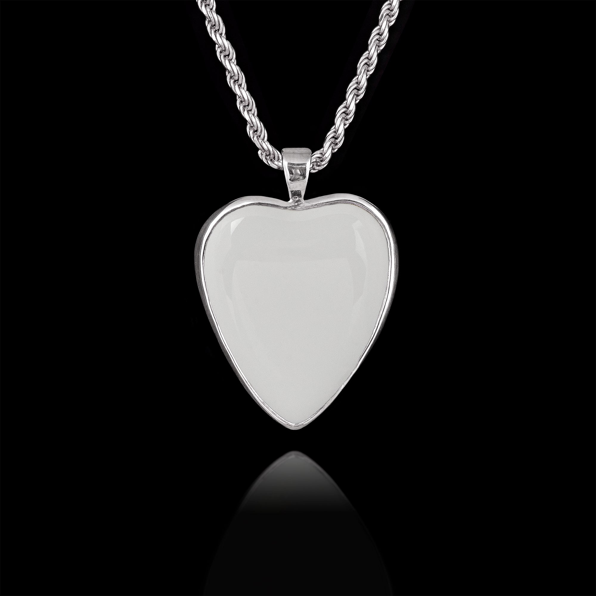 Ciondolo commemorativo con pietra in ceramica a forma di cuore, argento sterling 925