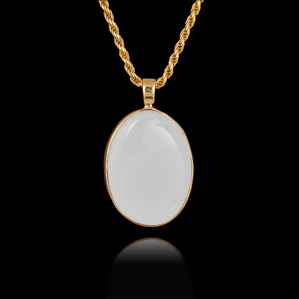 Gold Memorial Pendant with Oval Ceramic Stone