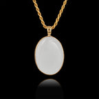 Gold Memorial Pendant with Oval Ceramic Stone