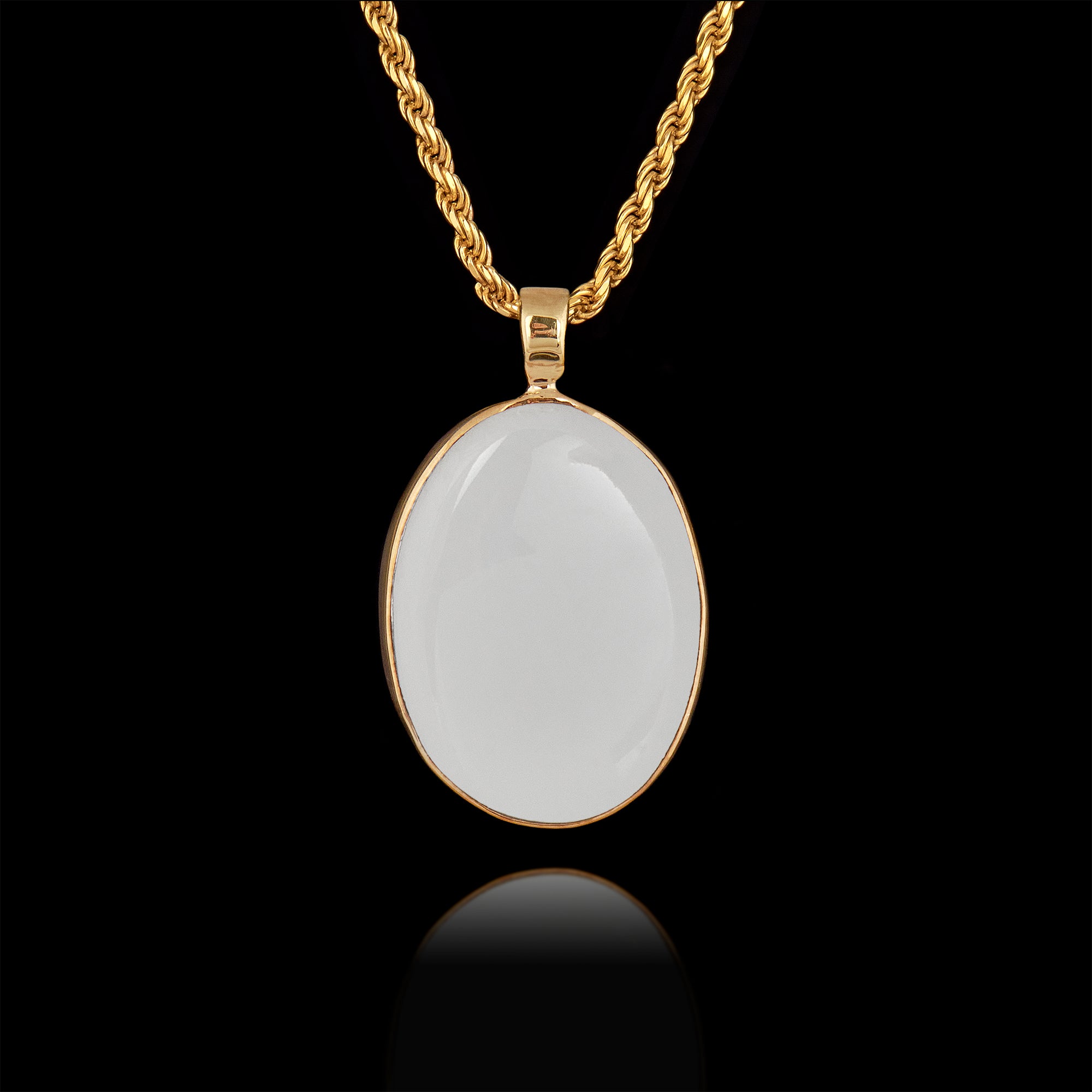 Gold Memorial Pendant with Oval Ceramic Stone