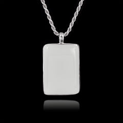 Memorial Pendant with Rectangular Ceramic Stone, 925 Sterling Silver