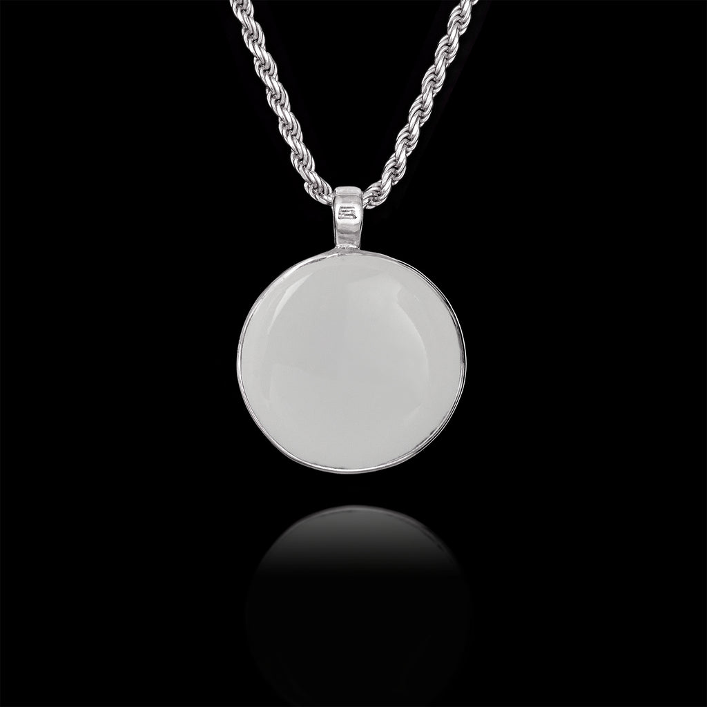 Memorial Pendant with Round Ceramic Stone, 925 Sterling Silver