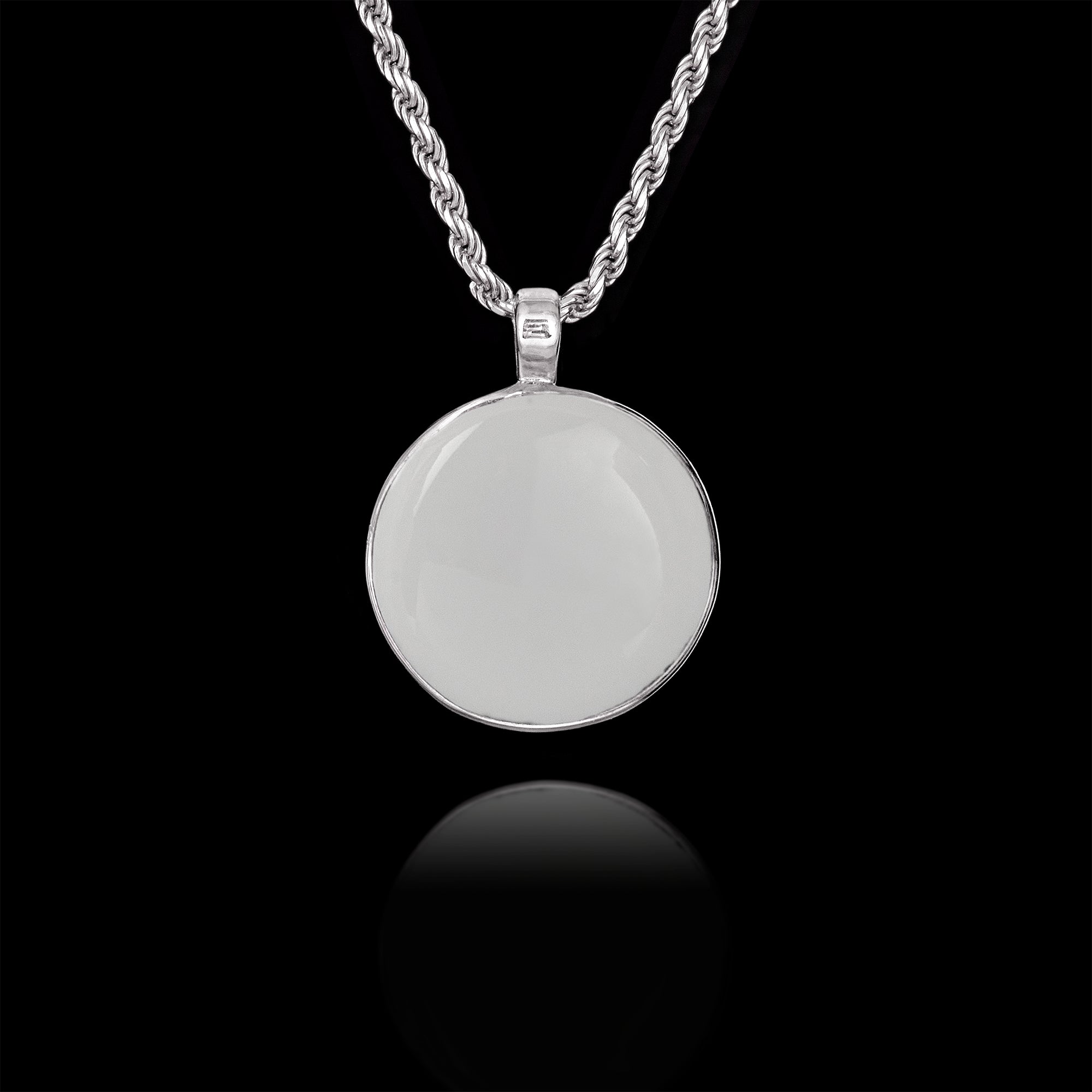 Memorial Pendant with Round Ceramic Stone, 925 Sterling Silver