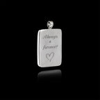 Memorial Pendant with Rectangular Ceramic Stone, 925 Sterling Silver
