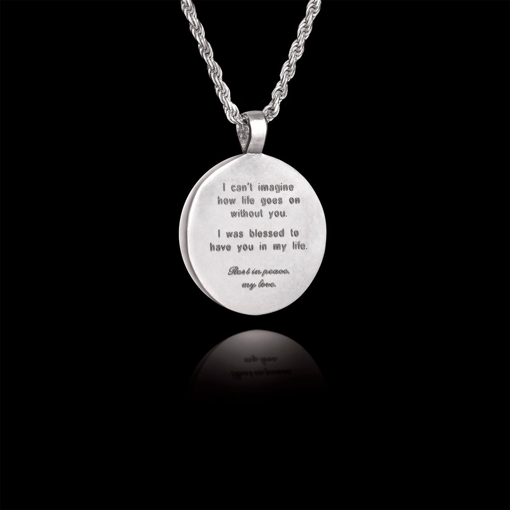 Memorial Pendant with Oval Ceramic Stone, 925 Sterling Silver
