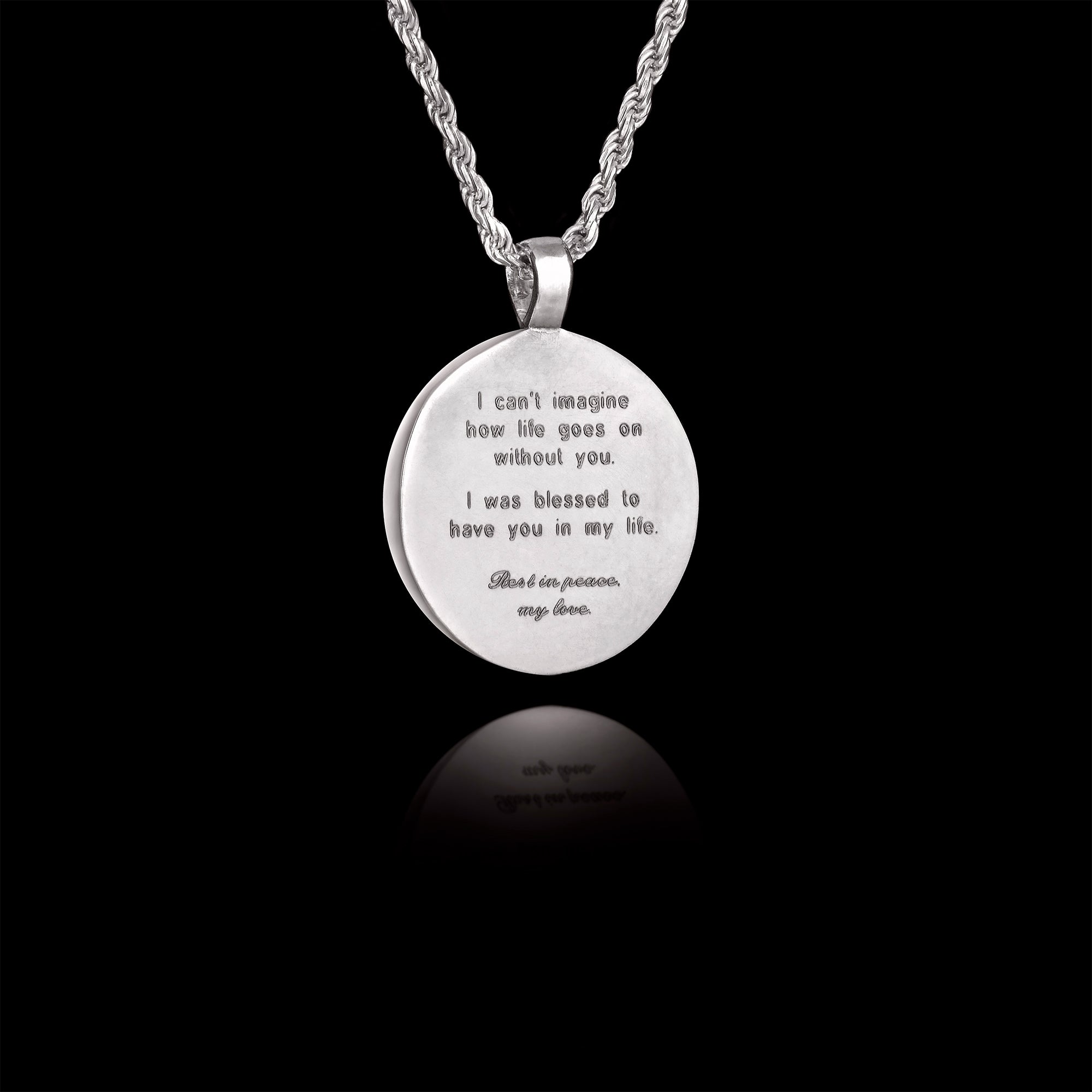 Ciondolo commemorativo con pietra in ceramica a forma di cuore, argento sterling 925