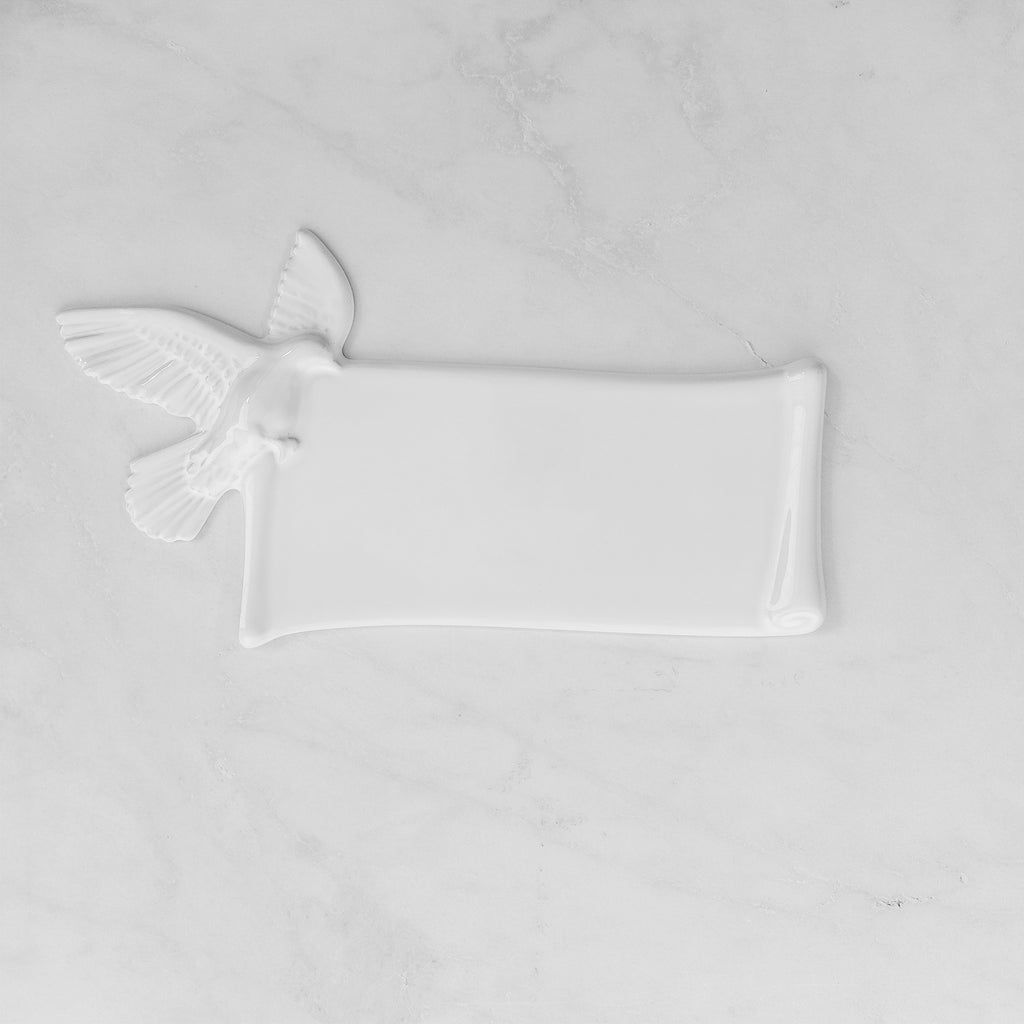 Targa commemorativa in ceramica con colomba, porcellana di papiro per lapidi