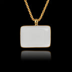 Ciondolo commemorativo in oro con pietra rettangolare in ceramica