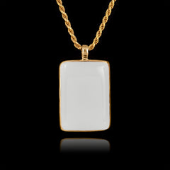 Gold Memorial Pendant with Rectangular Ceramic Stone