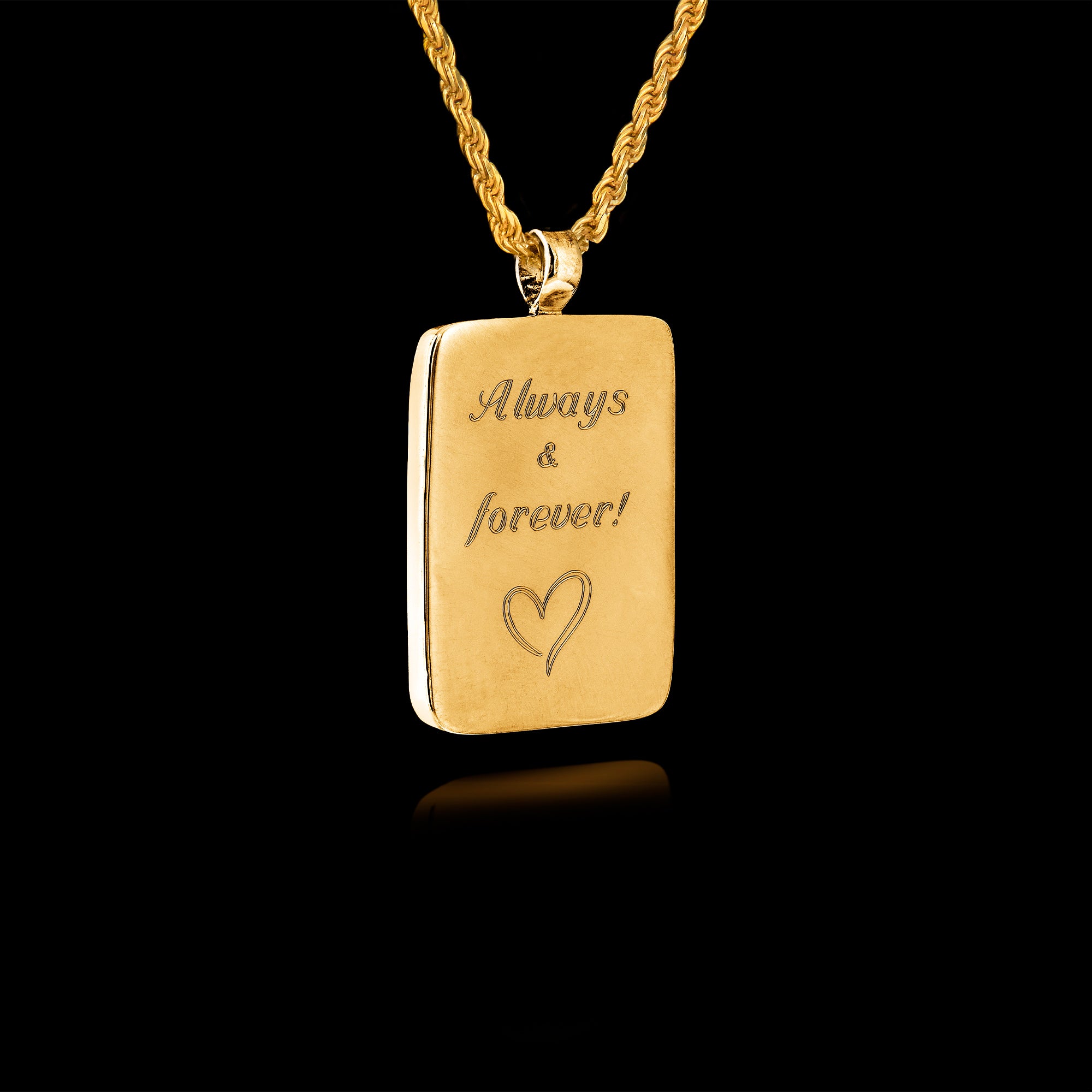 Gold Memorial Pendant with Rectangular Ceramic Stone