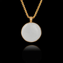 Gold Memorial Pendant with Round Ceramic Stone