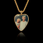 Gold Memorial Pendant with Heart Ceramic Stone