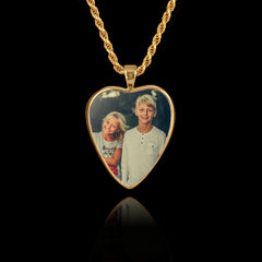 Gold Memorial Pendant with Heart Ceramic Stone