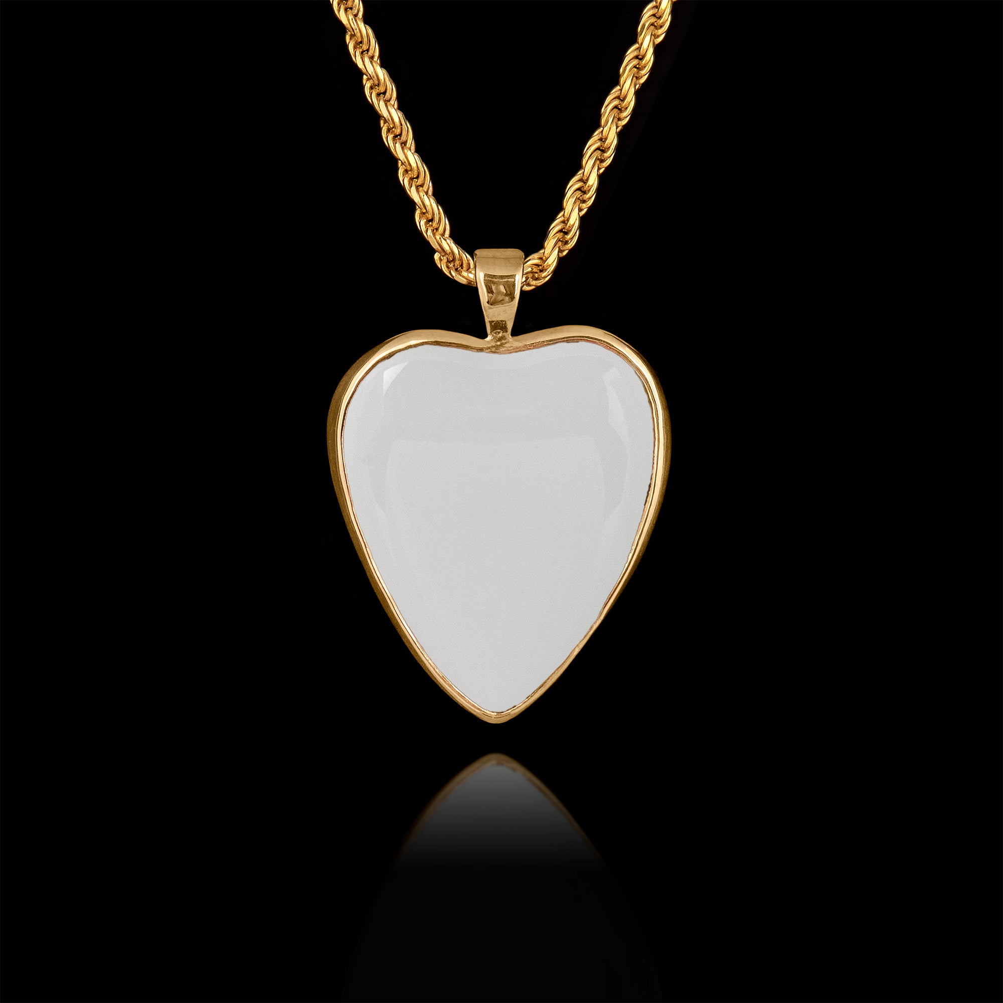 Gold Memorial Pendant with Heart Ceramic Stone