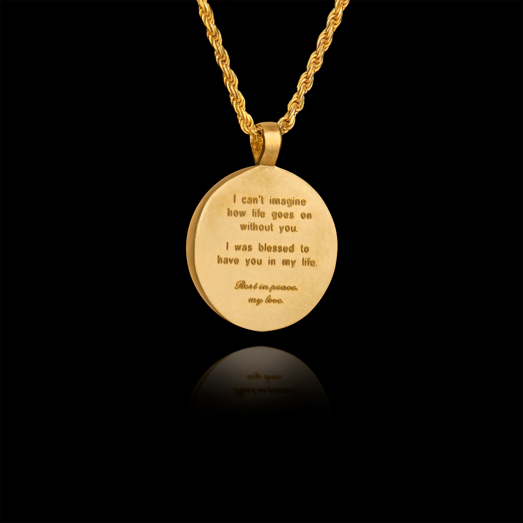 Gold Memorial Pendant with Heart Ceramic Stone