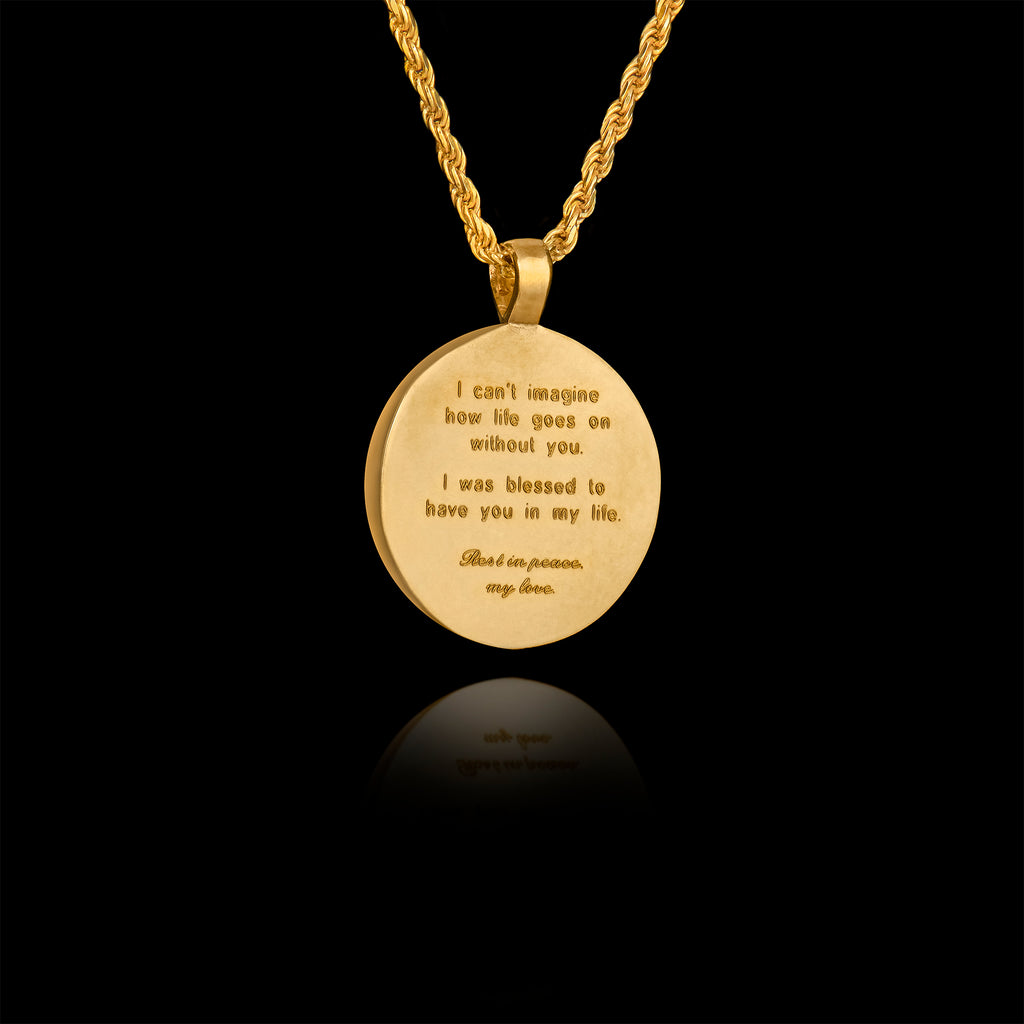 Gold Memorial Pendant with Heart Ceramic Stone