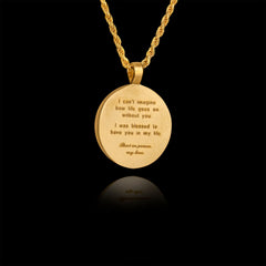 Gold Memorial Pendant with Round Ceramic Stone