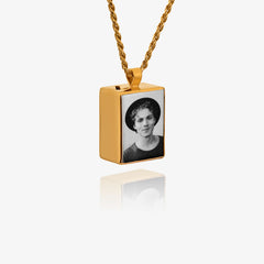 Rectangular Gold Necklace for Ashes - Memorial Jewellery