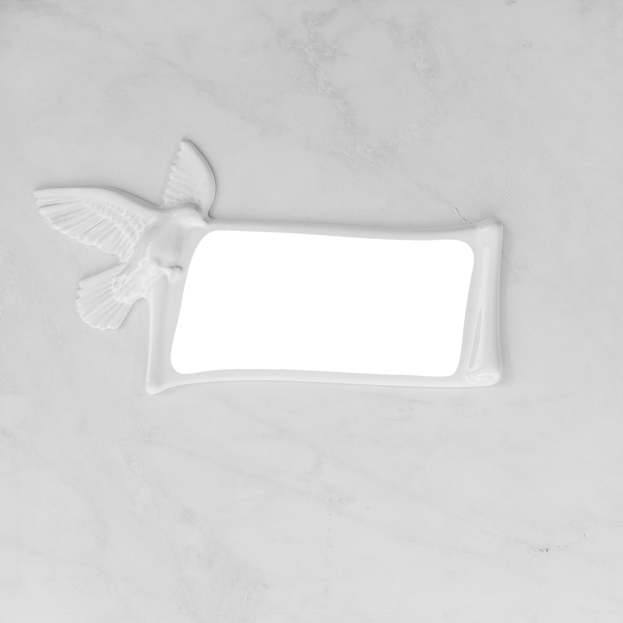 Targa commemorativa in ceramica con colomba, porcellana di papiro per lapidi