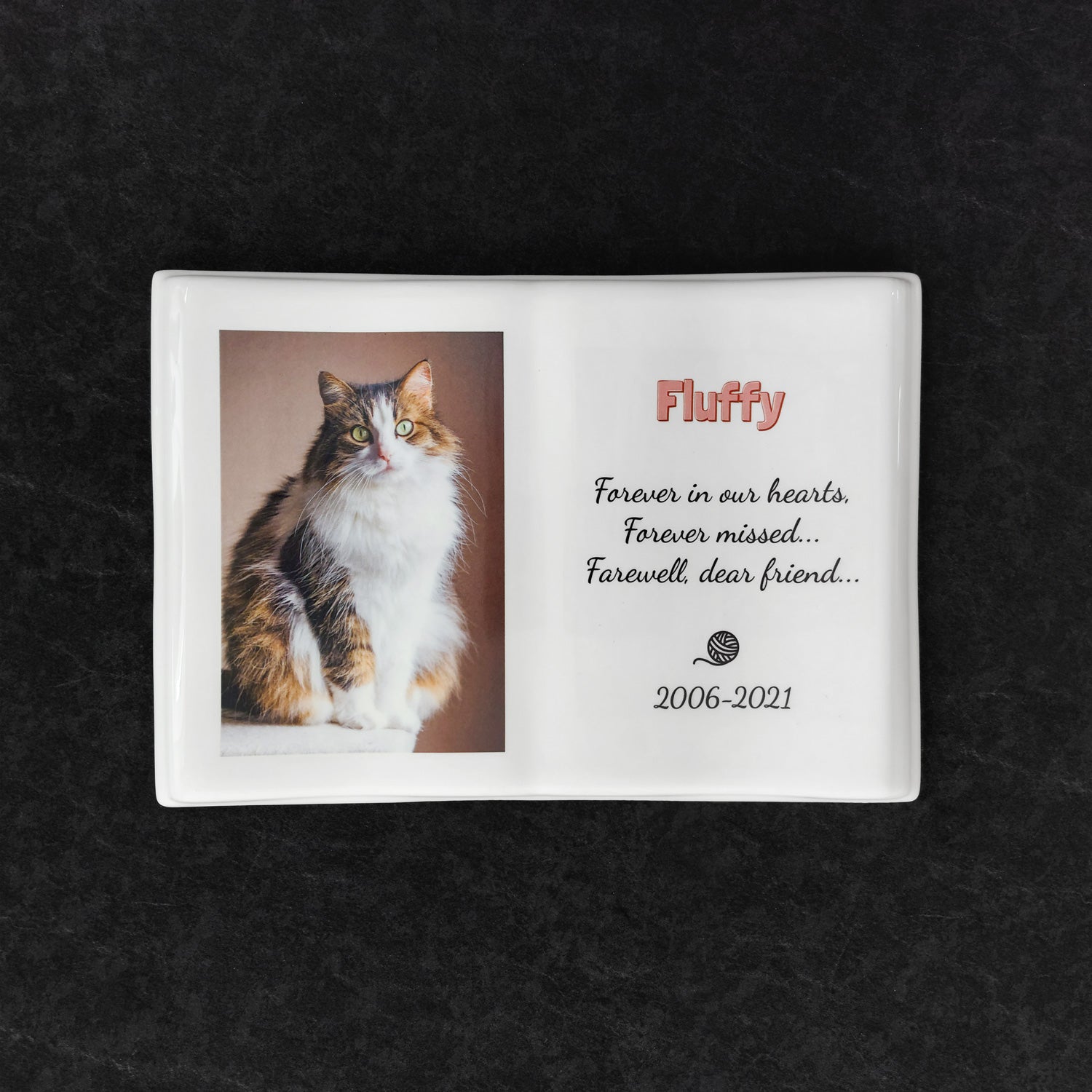 Targa commemorativa in ceramica, 15 x 22 cm, porcellana a forma di libro per lapidi