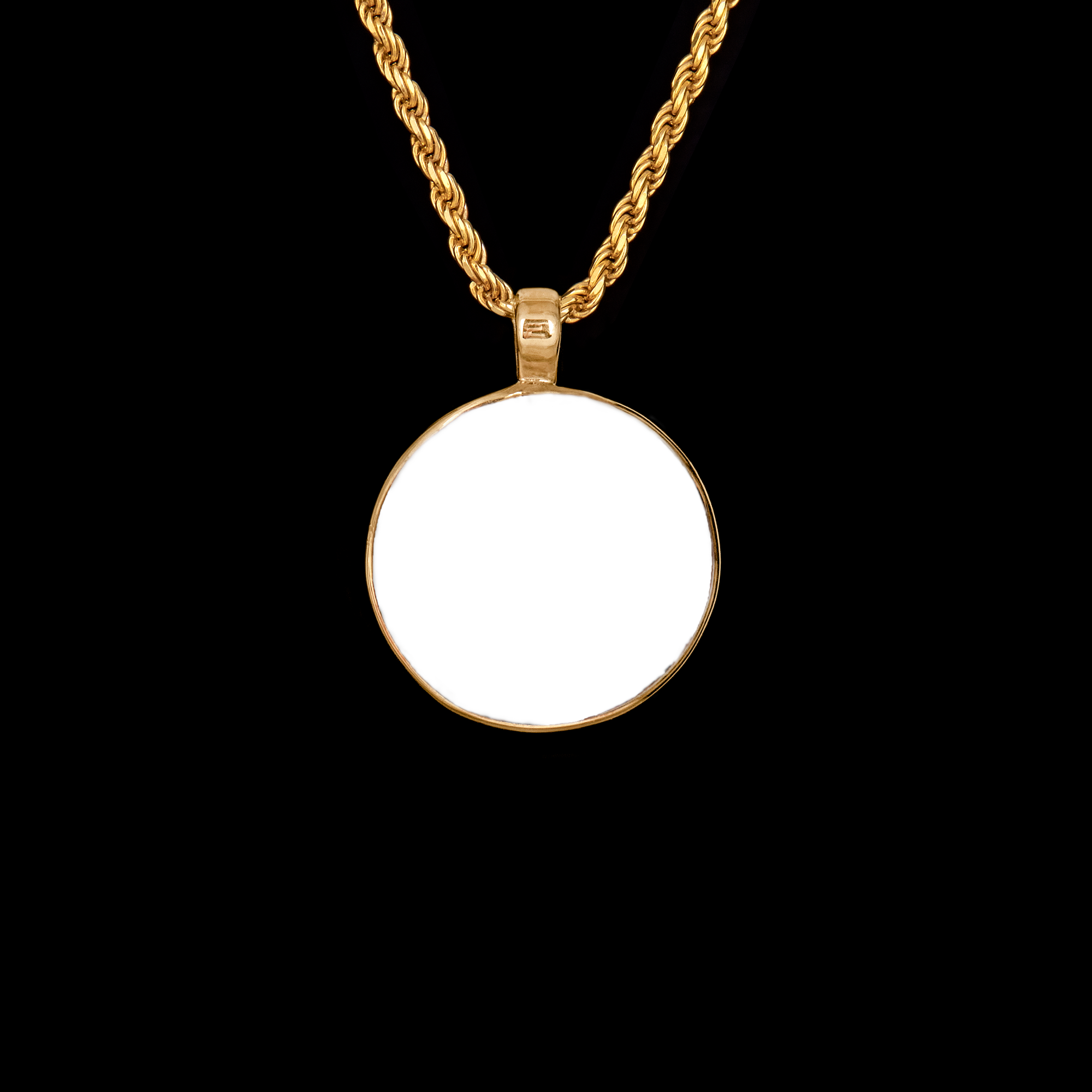 Gold Memorial Pendant with Round Ceramic Stone