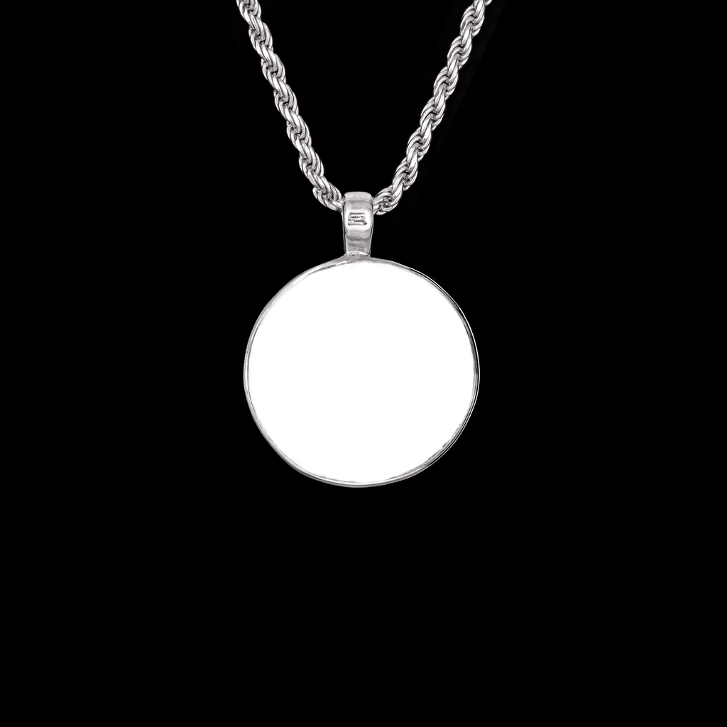 Memorial Pendant with Round Ceramic Stone, 925 Sterling Silver