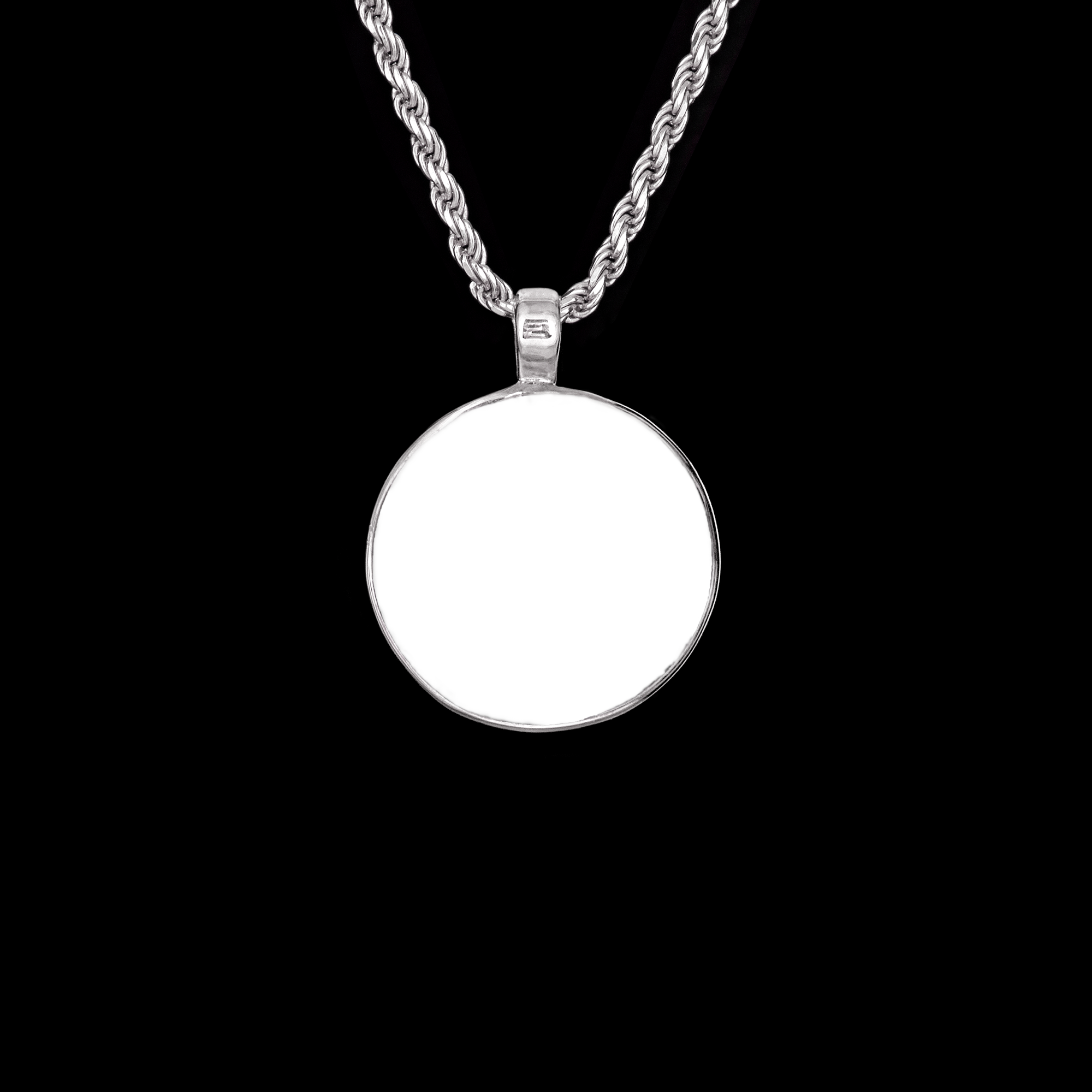 Memorial Pendant with Round Ceramic Stone, 925 Sterling Silver
