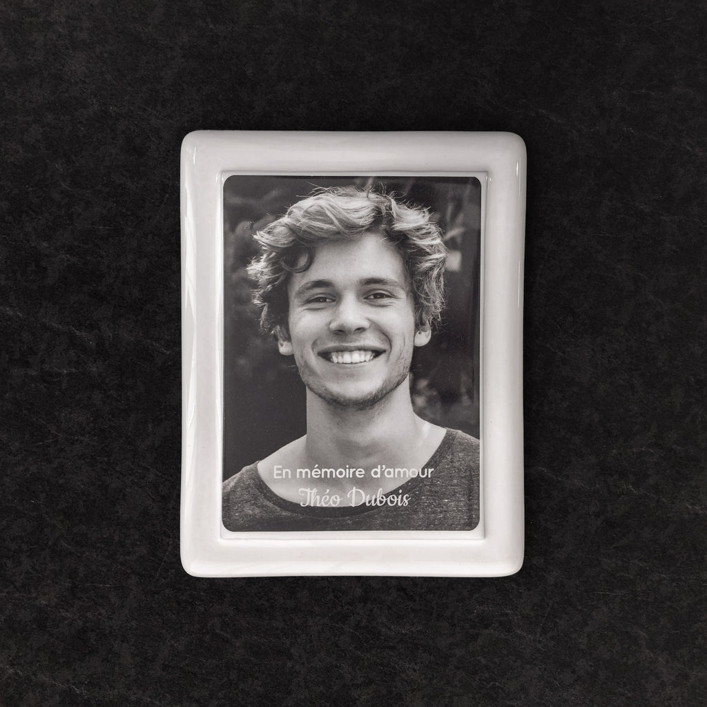 Memorial Ceramic Photo Plaque, 18 x 23 cm – Framed Porcelain for Headstones