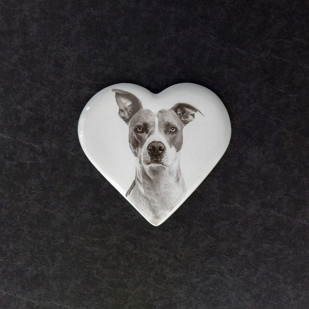 Memorial Ceramic Photo Plaque, 9 cm wide – Heart Shaped Porcelain for Headstones