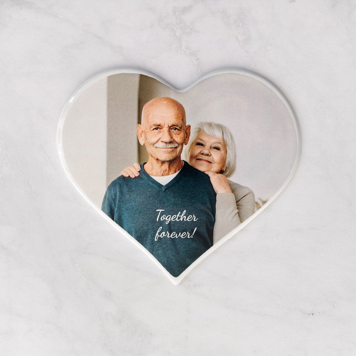 Memorial Ceramic Photo Plaque, 17 cm wide – Heart Shaped Porcelain for Headstones