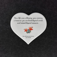 Memorial Ceramic Photo Plaque, 20 cm wide – Heart Shaped Porcelain for Headstones