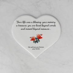 Memorial Ceramic Photo Plaque, 20 cm wide – Heart Shaped Porcelain for Headstones